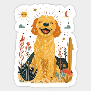 Happy GoldenDoodle Dog Sticker